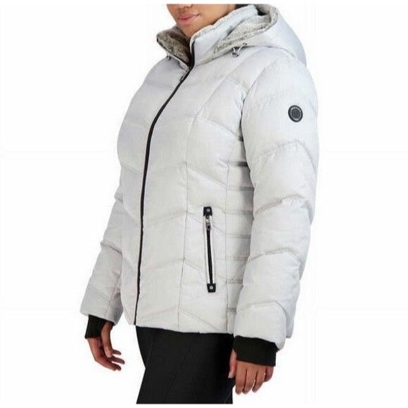 NEW Nautica Ladies’ Quilted Puffer Hooded Jacket Gray (Silver) Size Small - Picture 3 of 4